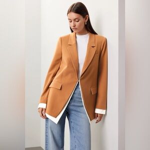 NWT Favorite Daughter Kelly Contrast Layered Blazer Tan Multi Size Extra Small